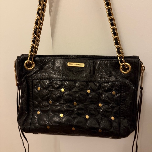 Rebecca Minkoff Handbags - Rebecca Minkoff Circle Swing Quilted Gold Stud Chain Link Bag